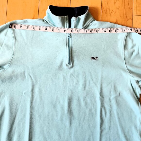 🐋 Vineyard Vines Men's sz M Cotton Turquoise 1/4 Zip Sweatshirt Top Long Sleeve - Picture 7 of 13